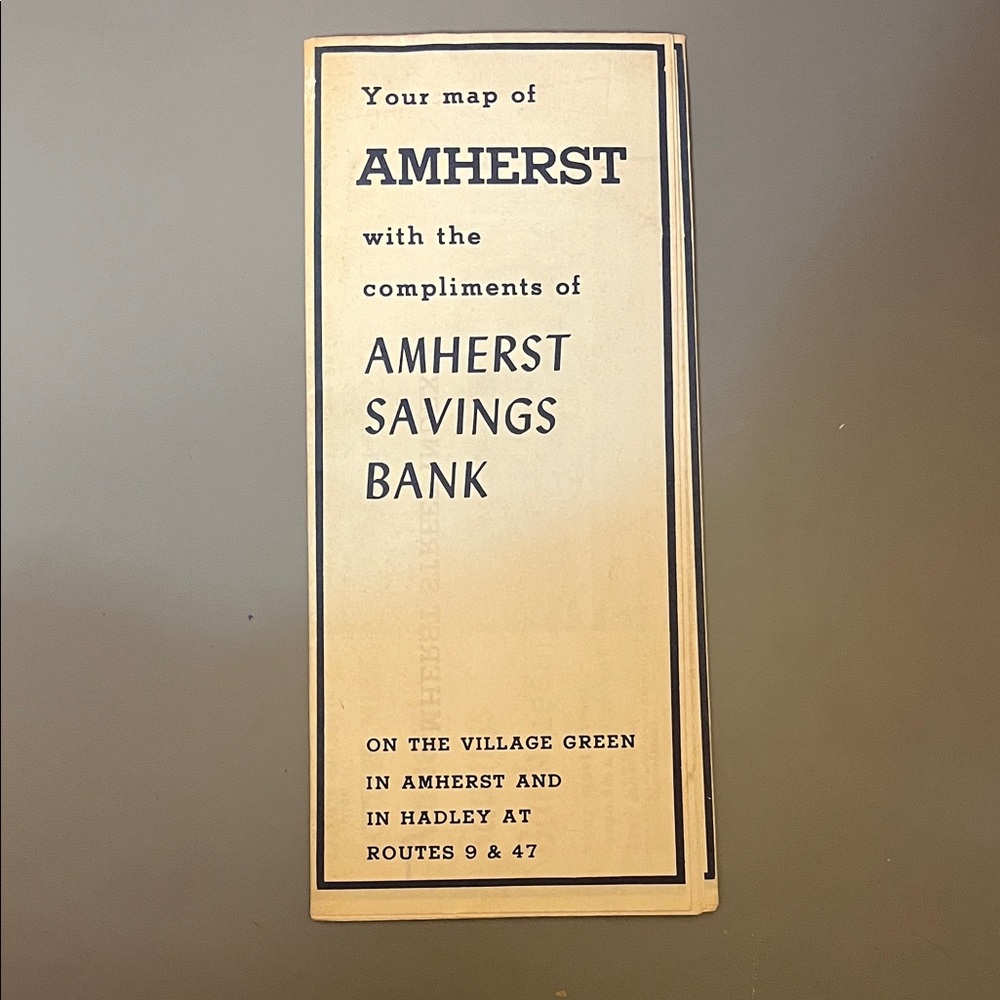 Ephemera - Vintage Amherst Savings Bank Map